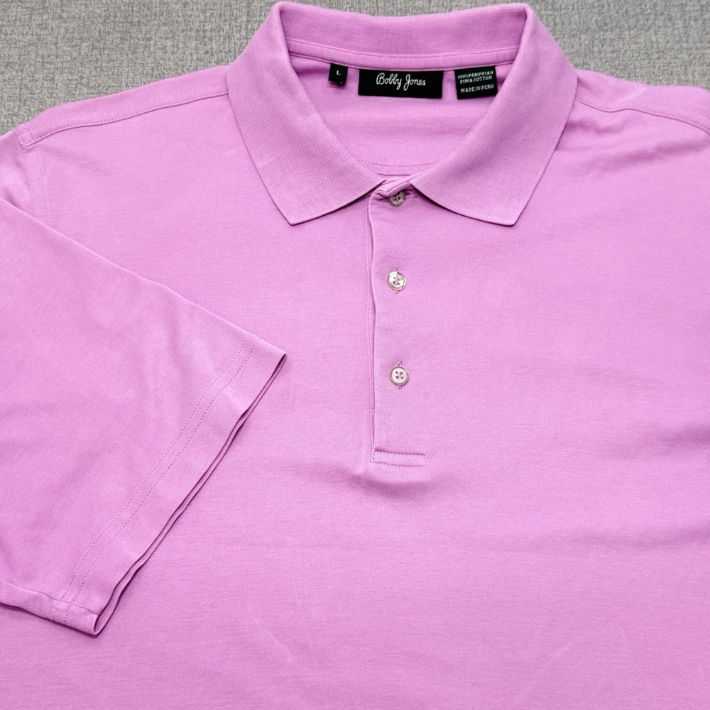 Bobby Jones Mens Large Pink Golf Polo Shirt Pima Cotton Performance Classic